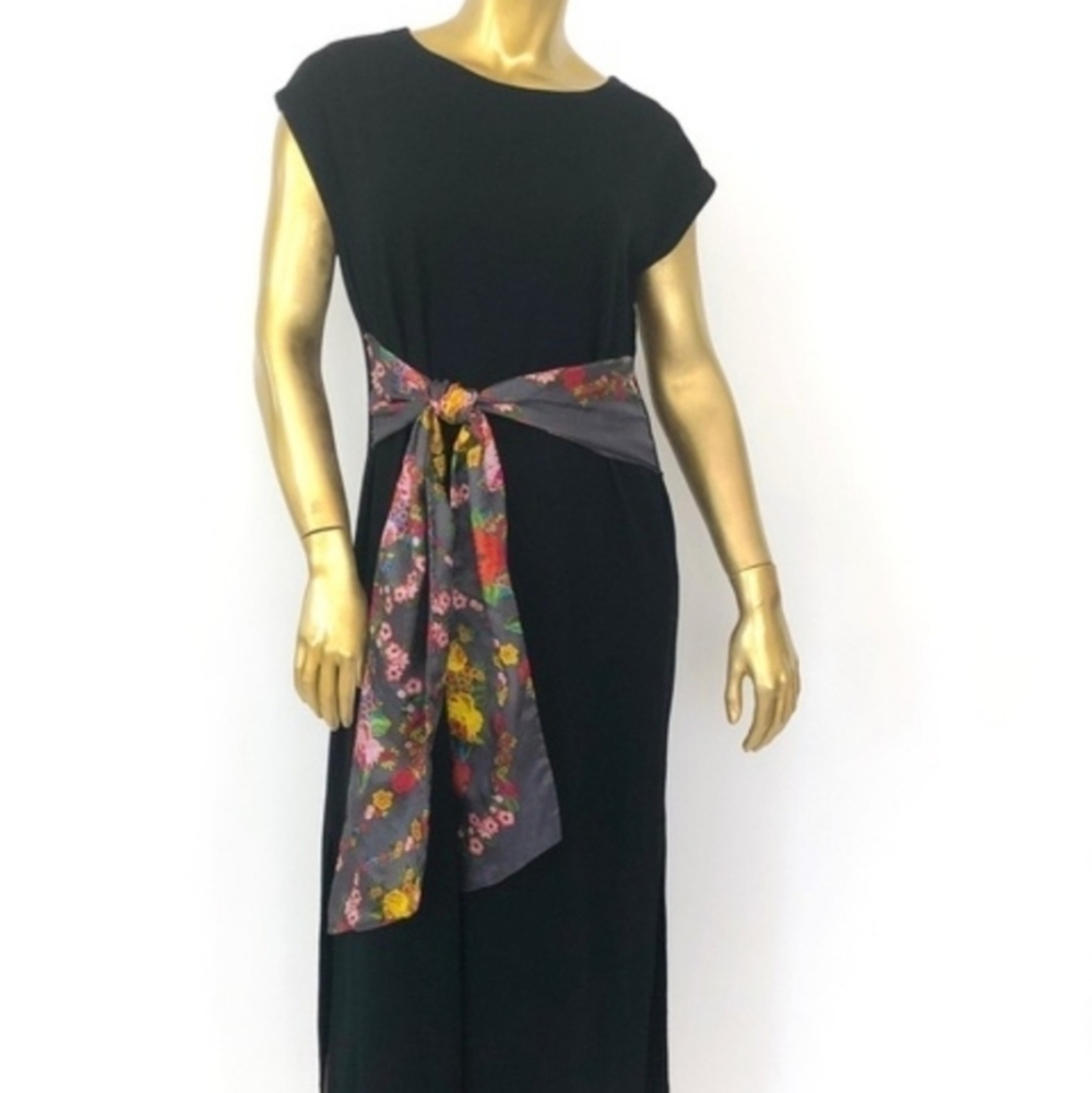 Johnny Was  Midi Scarf Dress Black Size Large